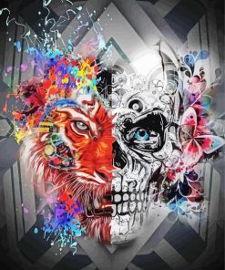 Aesthetic Tiger And Skull Diamond Painting