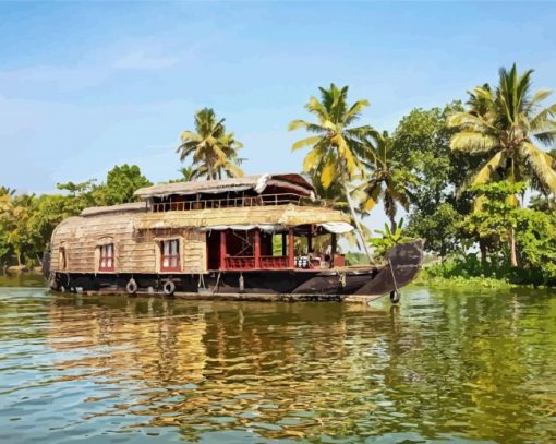 Alleppey Backwaters Kerala Boat Diamond Painting