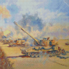 Army Tanks In The Desert War Diamond Painting