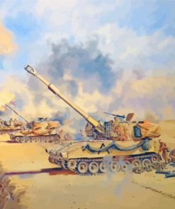 Army Tanks In The Desert War Diamond Painting