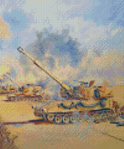 Army Tanks In The Desert War Diamond Painting