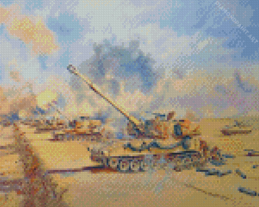 Army Tanks In The Desert War Diamond Painting