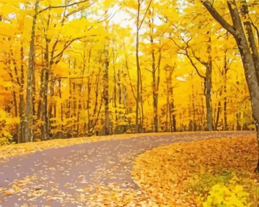 Autumn Golden Leaves Promenade Diamond Painting