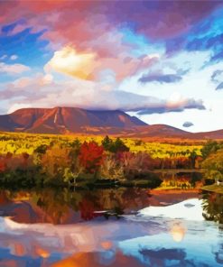 Autumn Mount Katahdin Landscape Diamond Painting