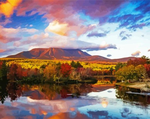 Autumn Mount Katahdin Landscape Diamond Painting