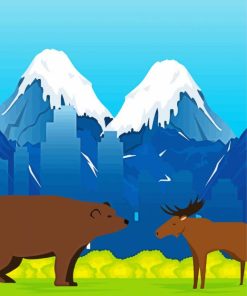 Bear And Moose Abstract Diamond Painting