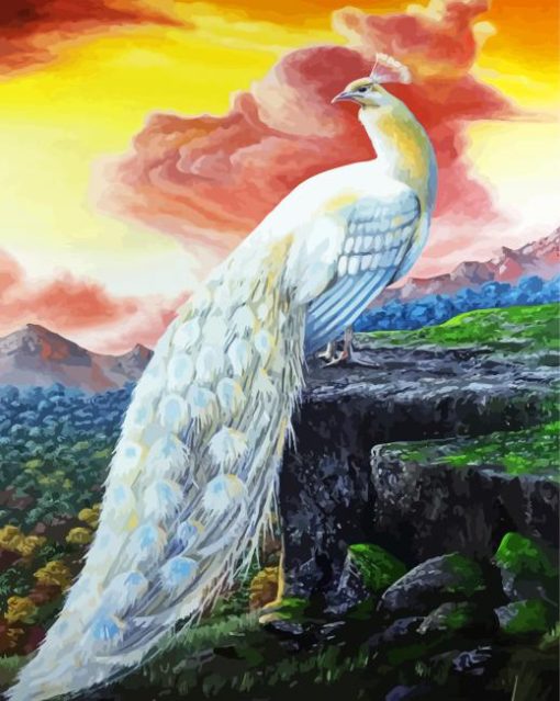 Beautiful White Peacock 5D Diamond Painting