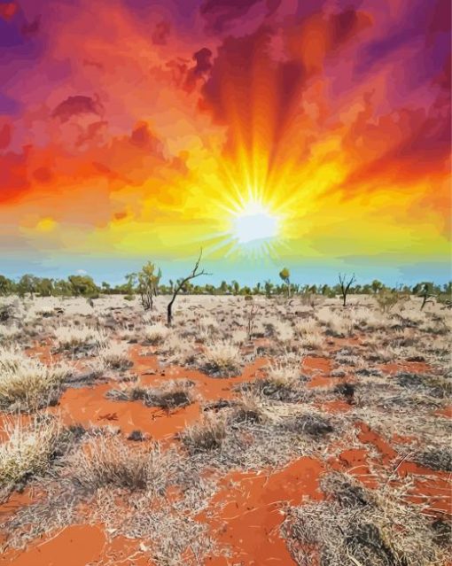 Beautiful Sunset In Australian Outback Diamond Painting