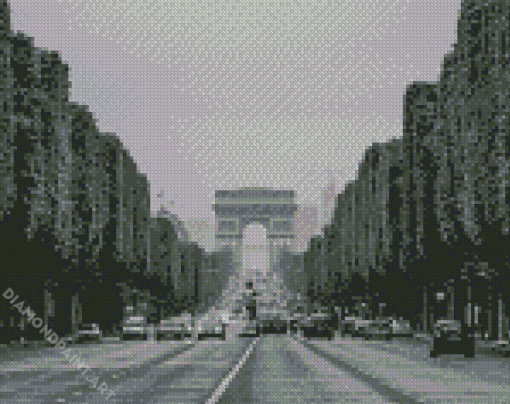 Black And White Champs Elysees Diamond Painting