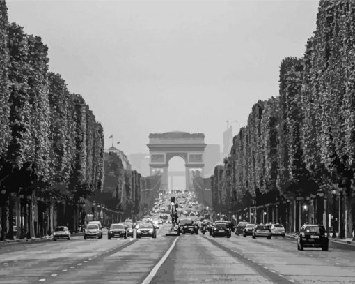 Black And White Champs Elysees Diamond Painting