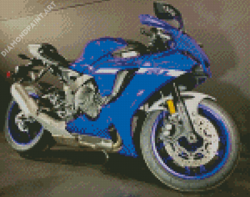 Blue R1 Bike Diamond Painting