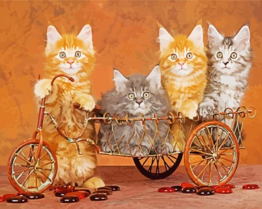 Cats On Bicycle Diamond Painting