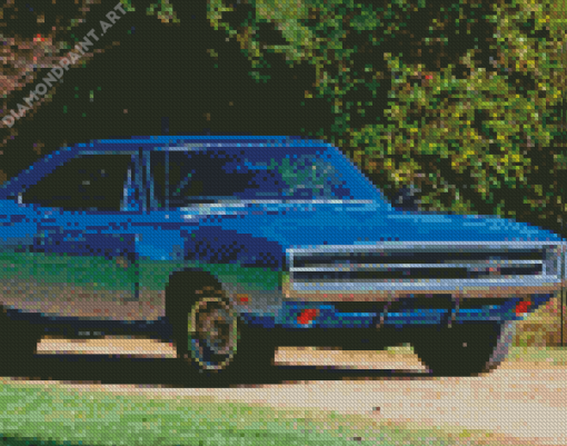 Classic Blue Dodge Charger 5D Diamond Painting