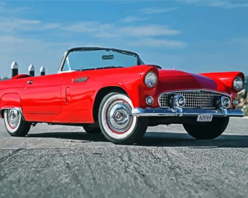 Classic Red 56 Ford Thunderbird Diamond Painting