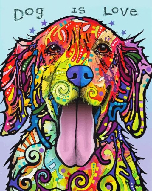 Colorful Dog Is Love Diamond Painting