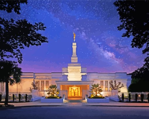 Columbia South Carolina Temple At Night 5D Diamond Painting