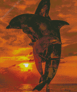 Dolphin Family At Sunset Diamond Painting