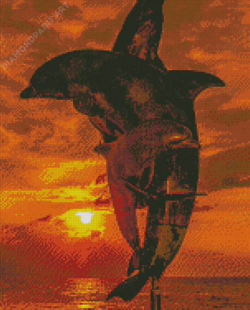 Dolphin Family At Sunset Diamond Painting