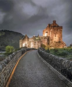 Eilean Donan Castle At Night Diamond Painting