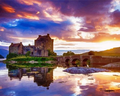 Eilean Donan At Sunset Diamond Painting