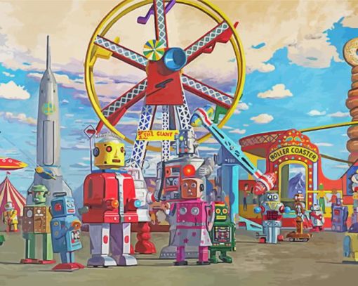 Fairground Rides Robots Diamond Painting