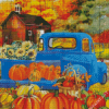 Fall With Blue Truck Diamond Painting