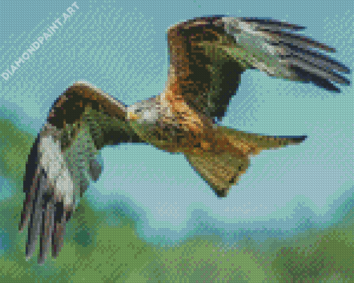 Flying Red Kite Bird Diamond Painting