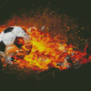 Football In Fire Diamond Painting