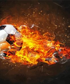 Football In Fire Diamond Painting