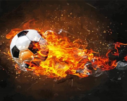 Football In Fire Diamond Painting