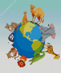 Globe Animals Diamond Painting