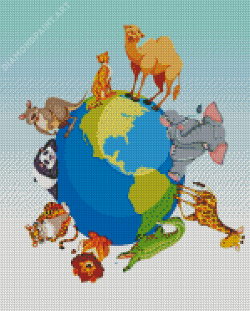 Globe Animals Diamond Painting