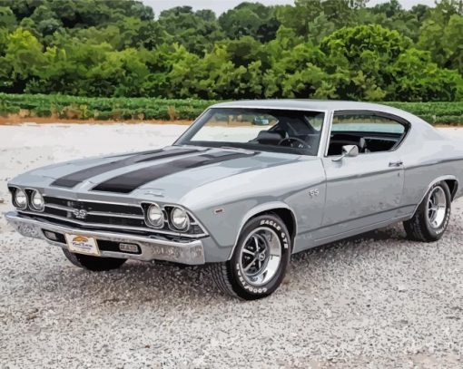 Grey 1969 Chevy Chevelle 5D Diamond Painting