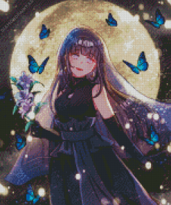 Hinata With Butterflies Diamond Painting