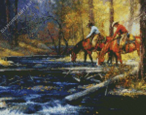 Horses Drinking Art Diamond Painting