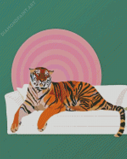 Illustration Tiger On Sofa Diamond Painting