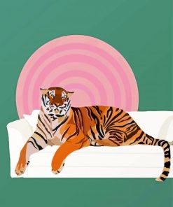 Illustration Tiger On Sofa Diamond Painting