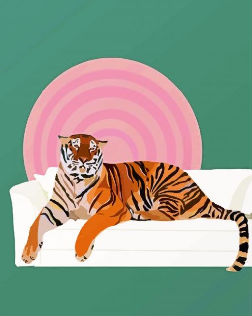 Illustration Tiger On Sofa Diamond Painting