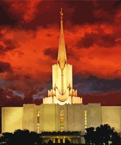 Jordan River Utah Temple At Night 5D Diamond Painting