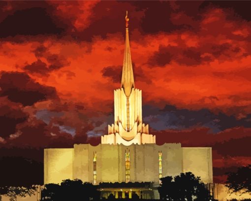 Jordan River Utah Temple At Night 5D Diamond Painting