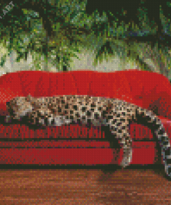 Leopard On Sofa Diamond Painting