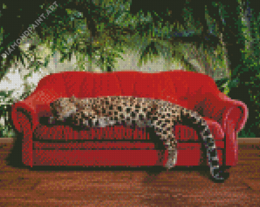 Leopard On Sofa Diamond Painting