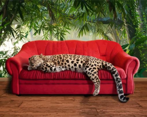 Leopard On Sofa Diamond Painting