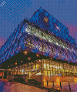 Library Of Birmingham At Night Diamond Painting