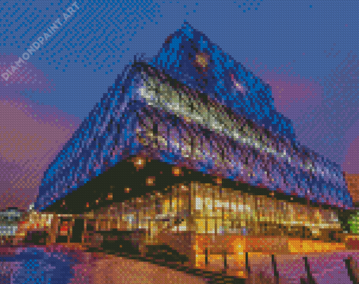 Library Of Birmingham At Night Diamond Painting