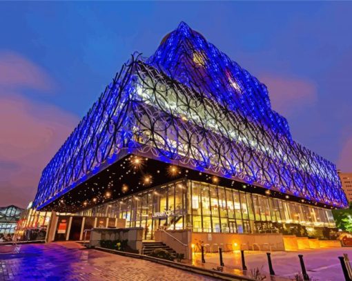 Library Of Birmingham At Night Diamond Painting