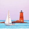 Lighthouse And Sailboat Art Diamond Painting