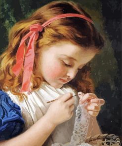 Little Girl Crocheting Diamond Painting