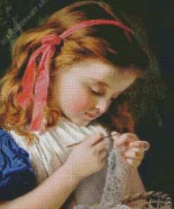 Little Girl Crocheting Diamond Painting