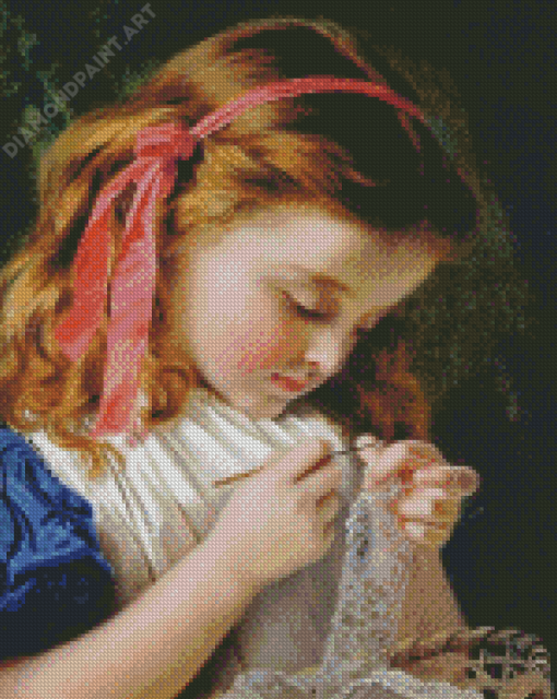 Little Girl Crocheting Diamond Painting